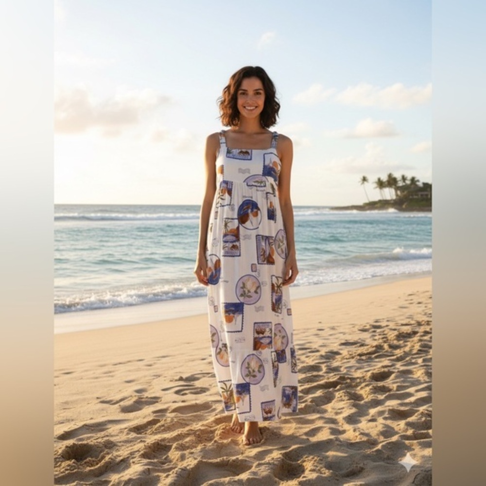 NWT Paper Heart Anthropologie X Small White Coastal La Dolce Vita Maxi Dress XS